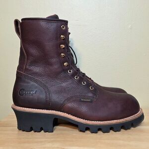Chippewa Paladin 8" Waterproof Insulated Steel Toe Logger Boots Brown Leather 11